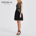 Layered Short Black Beautiful Lady Fashion Crystal Evening Luminous Dress